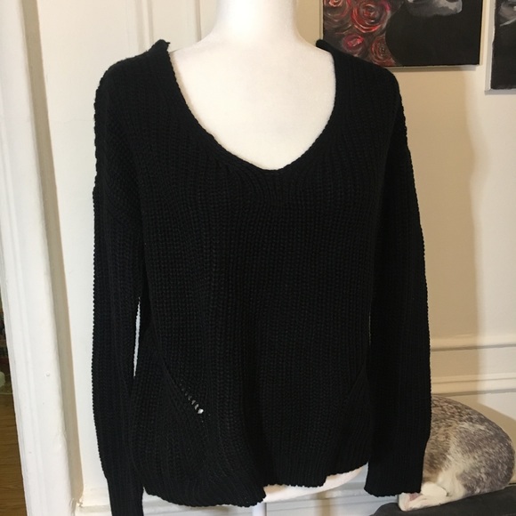 American rag NWT black lace up back sweater - Picture 7 of 8